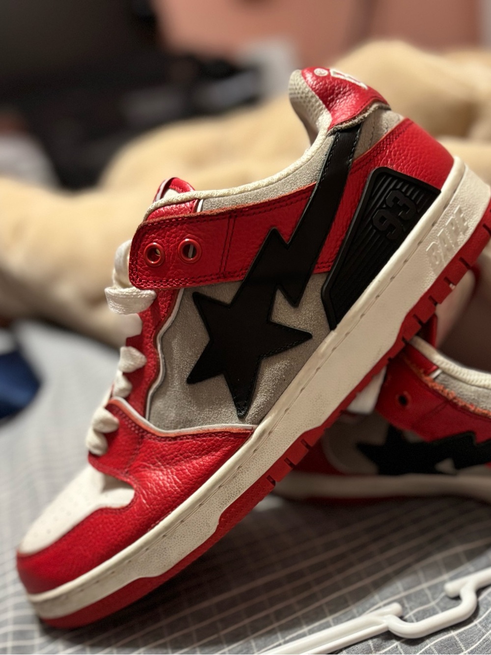 Kids Red and White Star Accent Sneakers - Casual Everyday Shoes